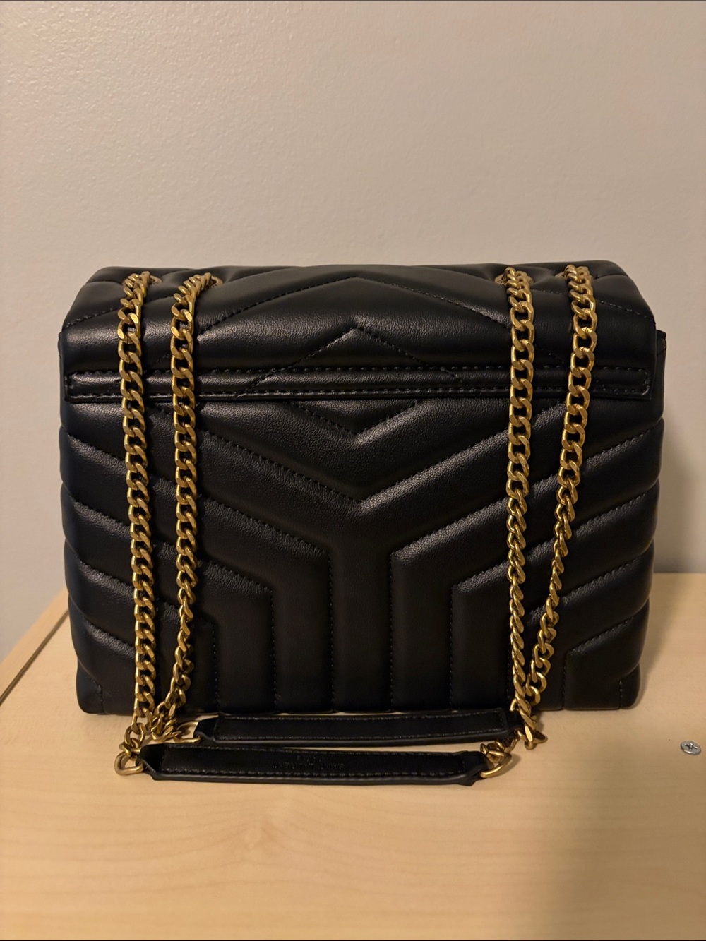 Quilted Black Leather Chain Shoulder Bag